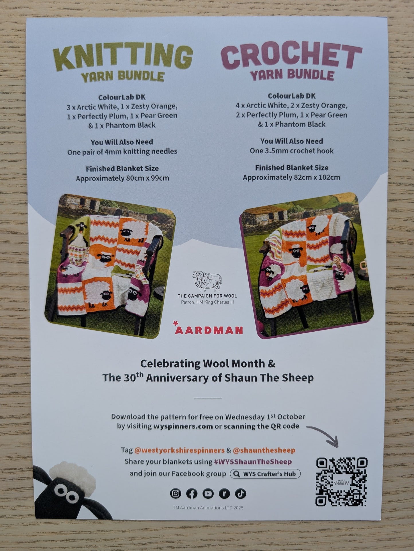 WYS Shaun The Sheep Knitted Blanket